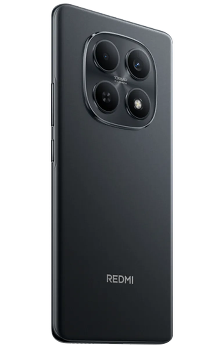 Xiaomi Redmi Note 15 black smartphone back view showing quad camera setup and Redmi logo