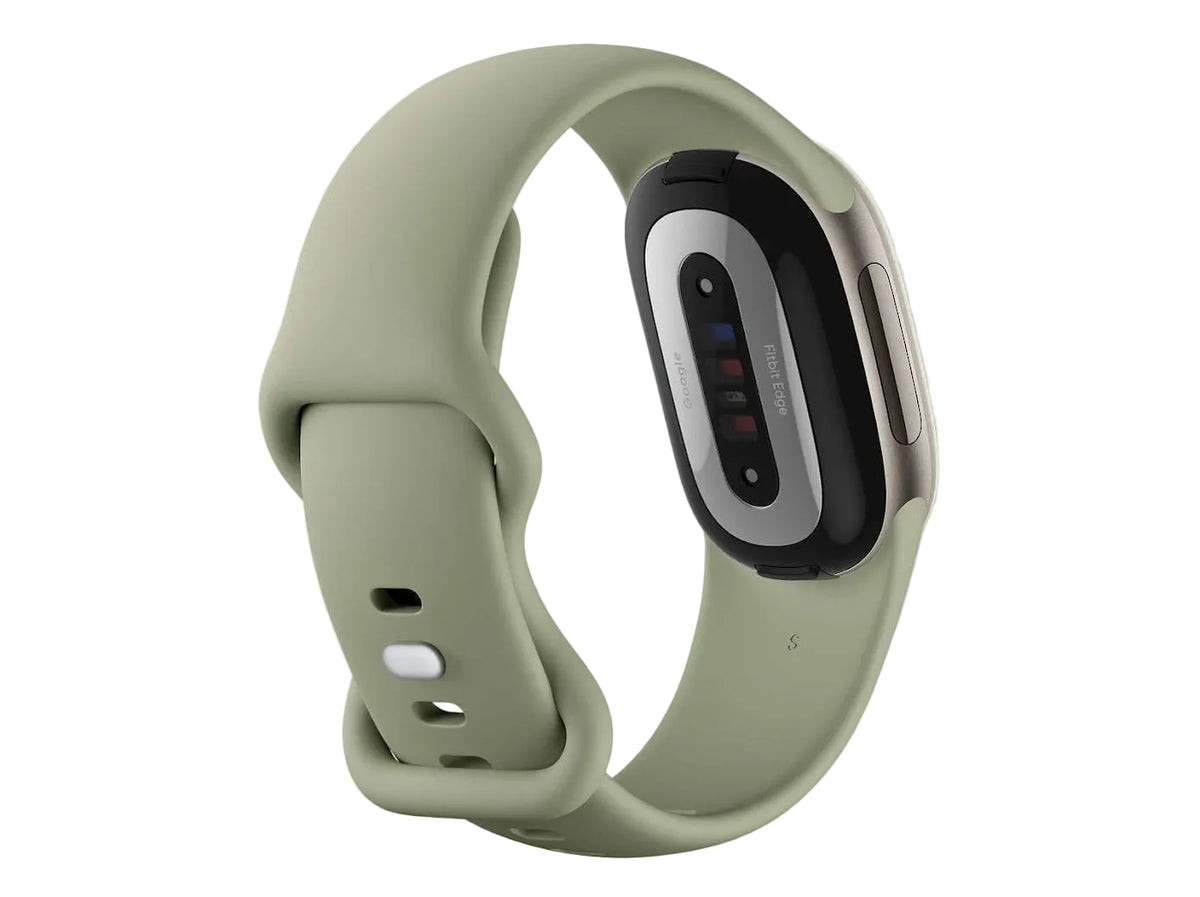 Google Fitbit Edge Olive Pyrite fitness tracker with olive Active Band and satin pyrite aluminium case