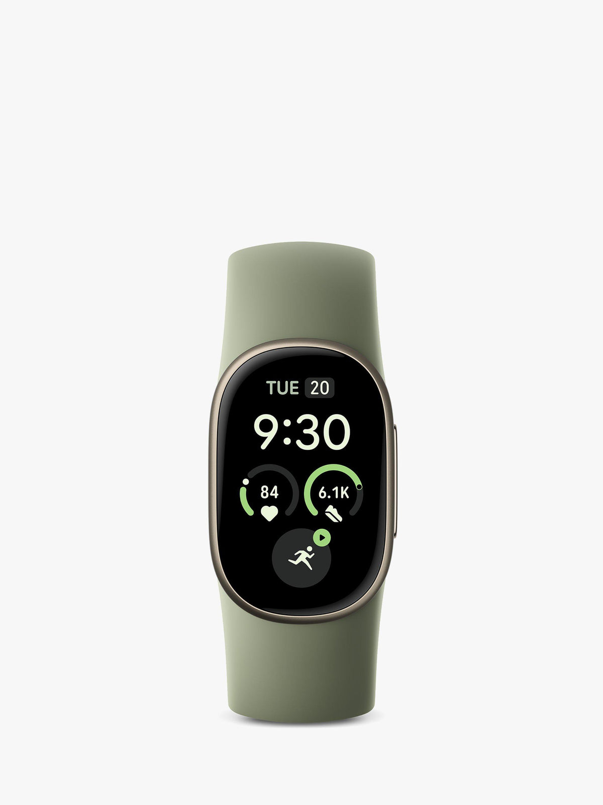 Google Fitbit Edge Olive Pyrite fitness tracker with olive Active Band and satin pyrite aluminium case