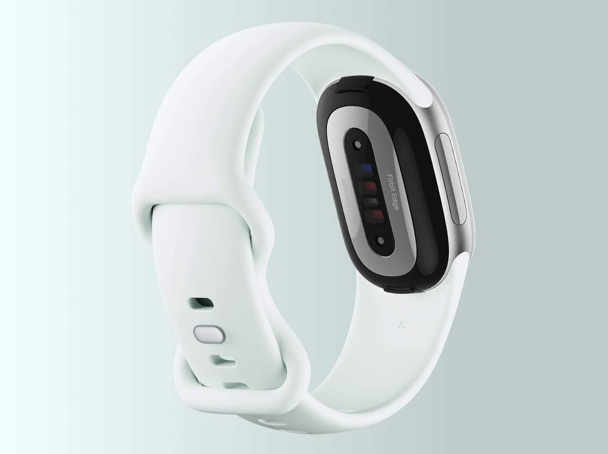 Google Fitbit Edge Fog Silver fitness tracker with Satin Silver Aluminium Case and Fog Active Band