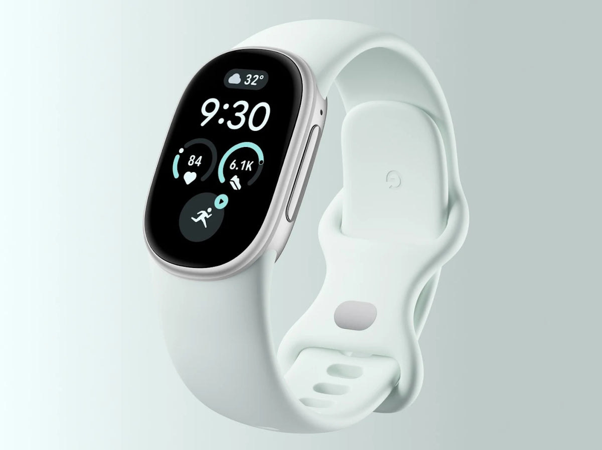 Google Fitbit Edge Fog Silver fitness tracker with Satin Silver Aluminium Case and Fog Active Band
