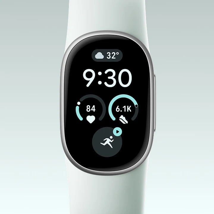 Google Fitbit Edge Fog Silver fitness tracker with Satin Silver Aluminium Case and Fog Active Band