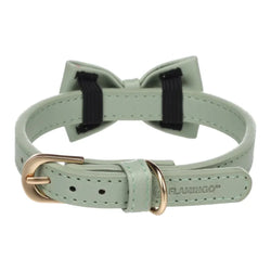 Flamingo Dog Collar Nela with Bow Tie - Green