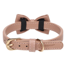Flamingo Dog Collar Nela with Bow Tie - Pink