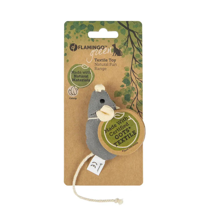 Natural Fun Mouse Catnip Cat Toy, 17cm beige/gray, natural fabrics, with catnip – Keans Claremorris
