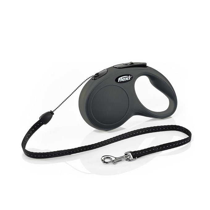 Flexi New Classic Cord Small black dog leash, 5m cord, reflective, short-stroke brake, for dogs up to 12kg – Keans