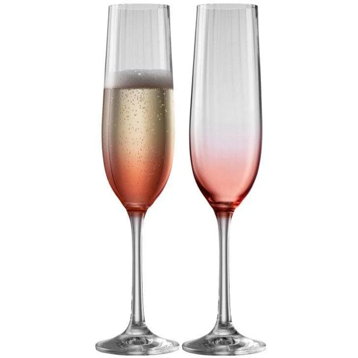 Erne Champagne Flute Glass Pair in Blush - Elegant, Tall Stemware for Celebrations | Keans Claremorris