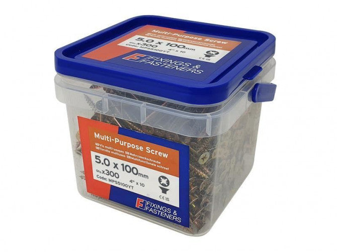 Forgefix Multi-Purpose Pozi Screw 5x100mm, zinc yellow passivated, 300 pack, corrosion-resistant – Keans Claremorris