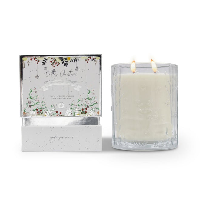 Celtic Candle Double Wick Christmas  Francinsense and Myrrh - Image 2