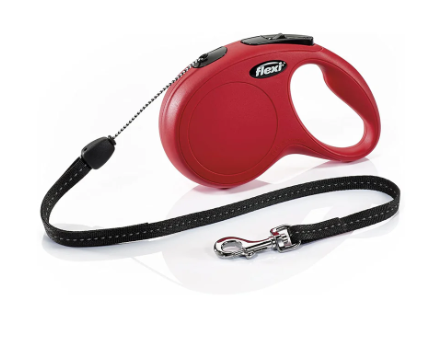 Flexi New Classic Cord Medium Red 5m leash for dogs up to 20kg with reflective parts and short-stroke brake – Keans