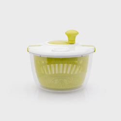 Green and white 4L salad spinner with non-slip base, locking lid, dishwasher safe, BPA free – Keans Claremorris