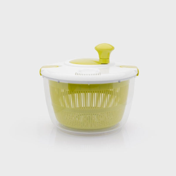 Green and white 4L salad spinner with non-slip base, locking lid, dishwasher safe, BPA free – Keans Claremorris
