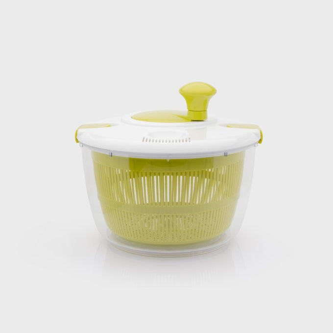 Green and white 4L salad spinner with non-slip base, locking lid, dishwasher safe, BPA free – Keans Claremorris