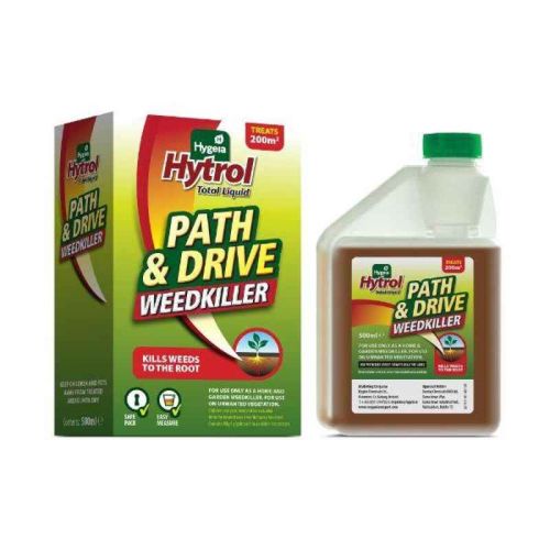 Hytrol Total Path & Drive 500ml weed killer for paths, drives, patios; kills deep-rooted weeds. Available at Keans