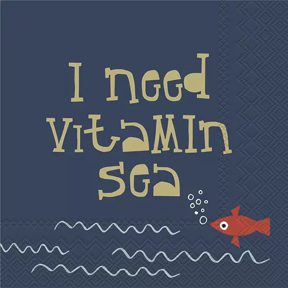 Vitamin Sea Blue Lunch Napkins, 20-pack, 33x33cm, nautical design, eco-friendly, biodegradable – Keans Claremorris