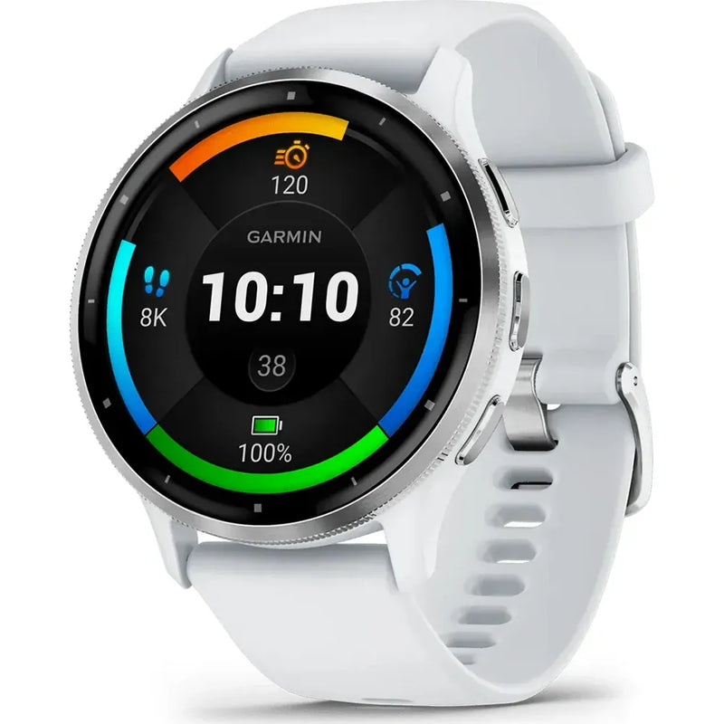Garmin Venu 3 Silver Smartwatch with 14-day battery, GPS, heart rate monitor, AMOLED display – available at Keans