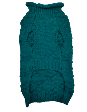 Honeycomb teal dog jumper in Xtra-Small size by Keans Claremorris, cozy and stylish pet sweater.