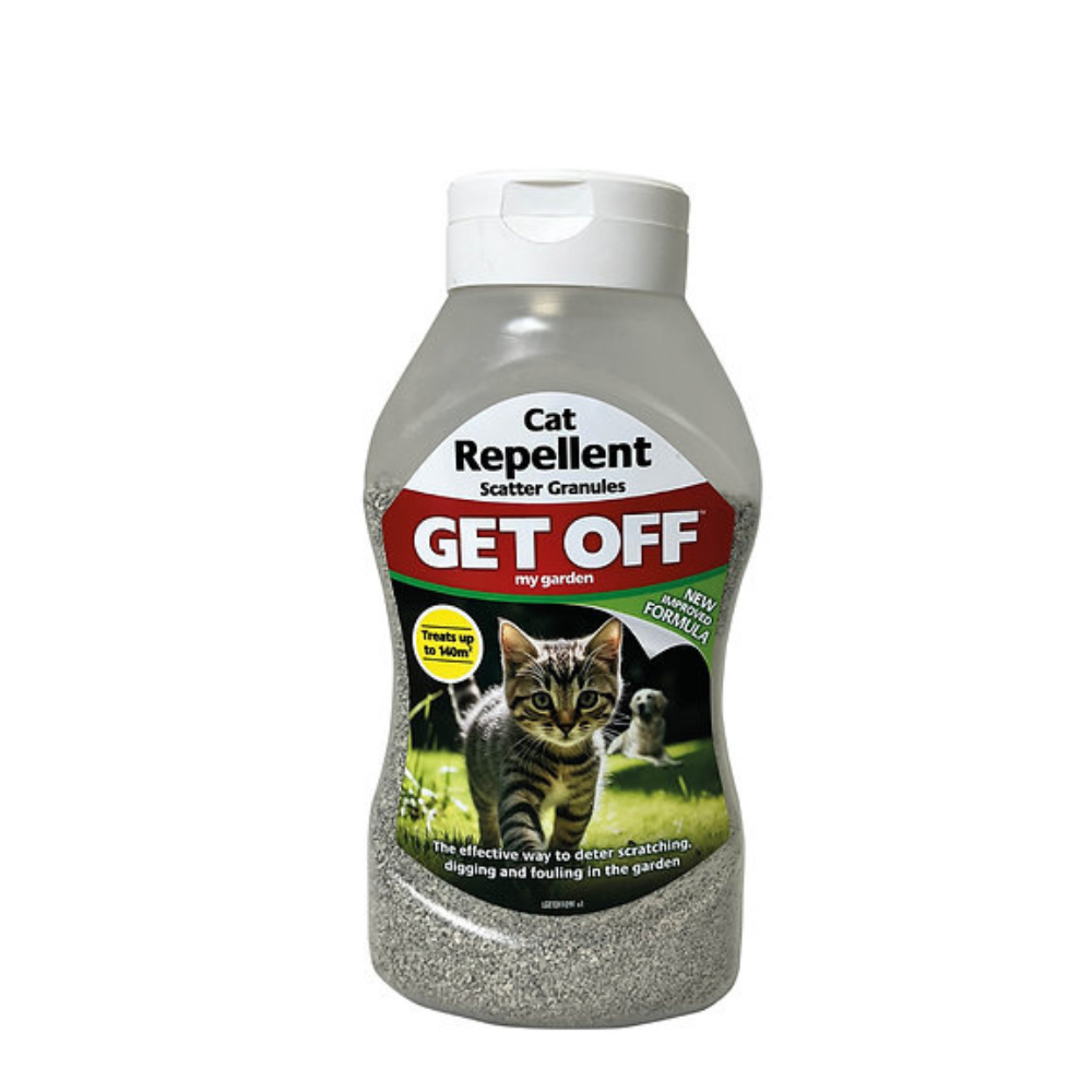 Get Off Scatter Granules 600ml natural cat repellent with aromatic oils, protects garden up to 140m² – Keans Claremorris