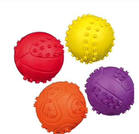 Rubber dog ball 6cm with squeaker, natural rubber, textured surface for teeth cleaning – Keans Claremorris pet toy