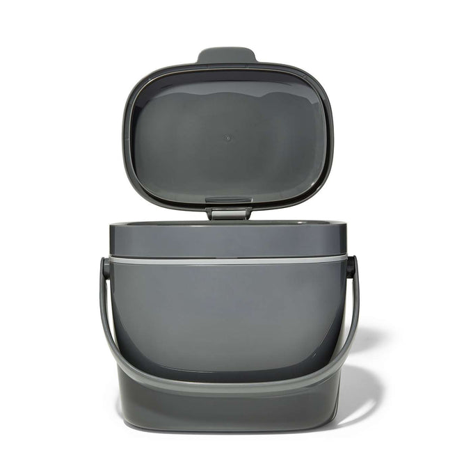 Oxo Good Grips charcoal compost bin 2.8L, odor-sealing lid, easy clean, sturdy handle, available at Keans Claremorris.