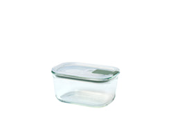 Mepal Easy Clip Rectangular Glass Storage Basin with airtight lid – durable, stackable food container | Keans Claremorris