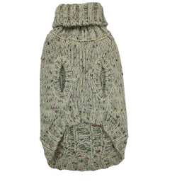 Chunky beige dog jumper in XS size, cozy knit sweater for small dogs, available at Keans Claremorris.