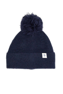 Navy Hannah cable knit bobble hat, 100% acrylic, one size, cozy winter wear from Keans Claremorris.