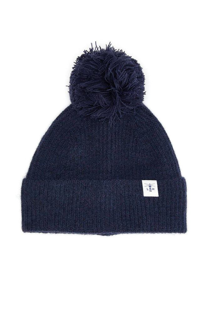 Navy Hannah cable knit bobble hat, 100% acrylic, one size, cozy winter wear from Keans Claremorris.