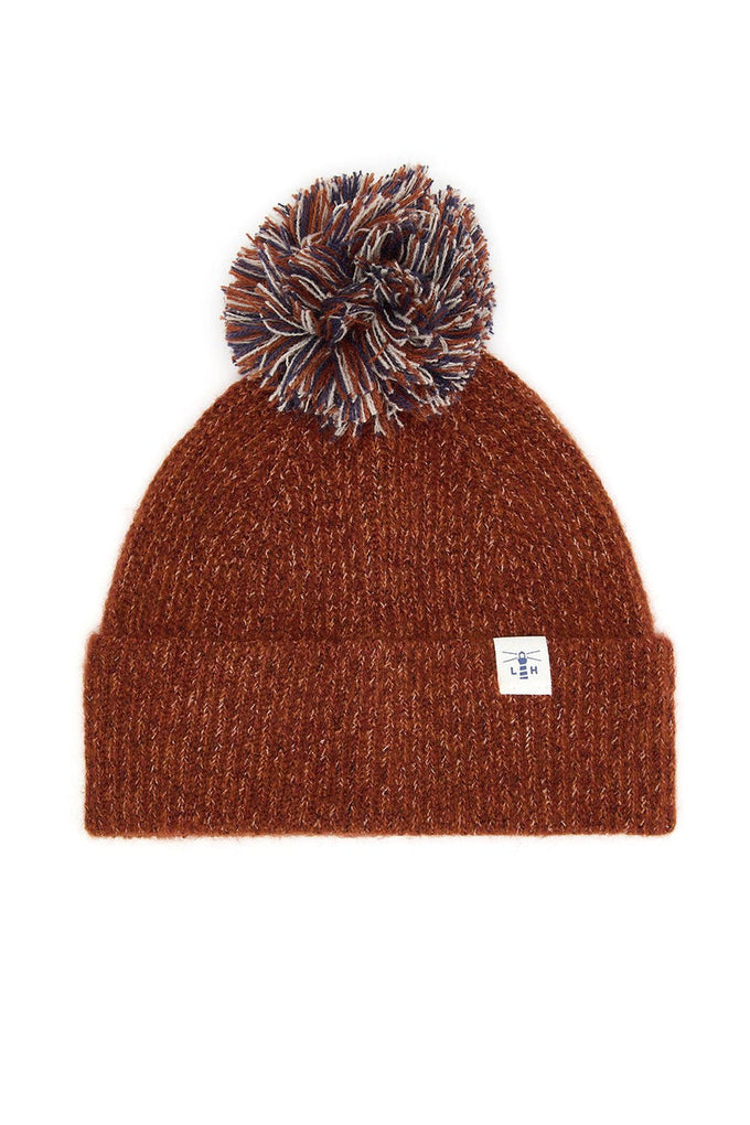 Rust cable knit bobble hat, 100% acrylic, one size, cozy winter wear – Keans Claremorris
