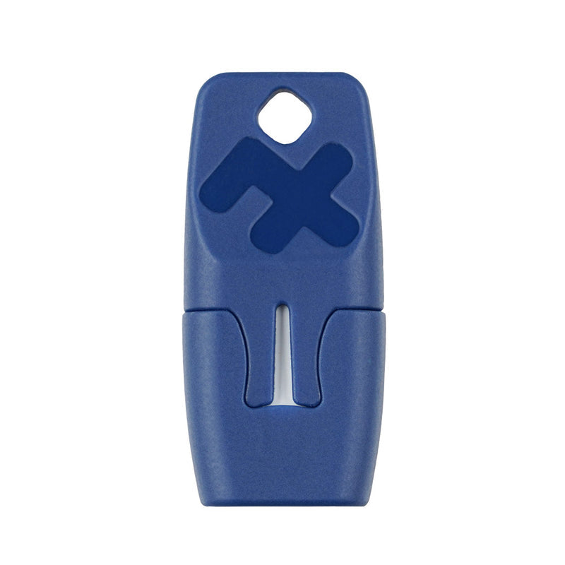 Navy Heat It Classic insect bite healer with lightning connector, shown closed on white background