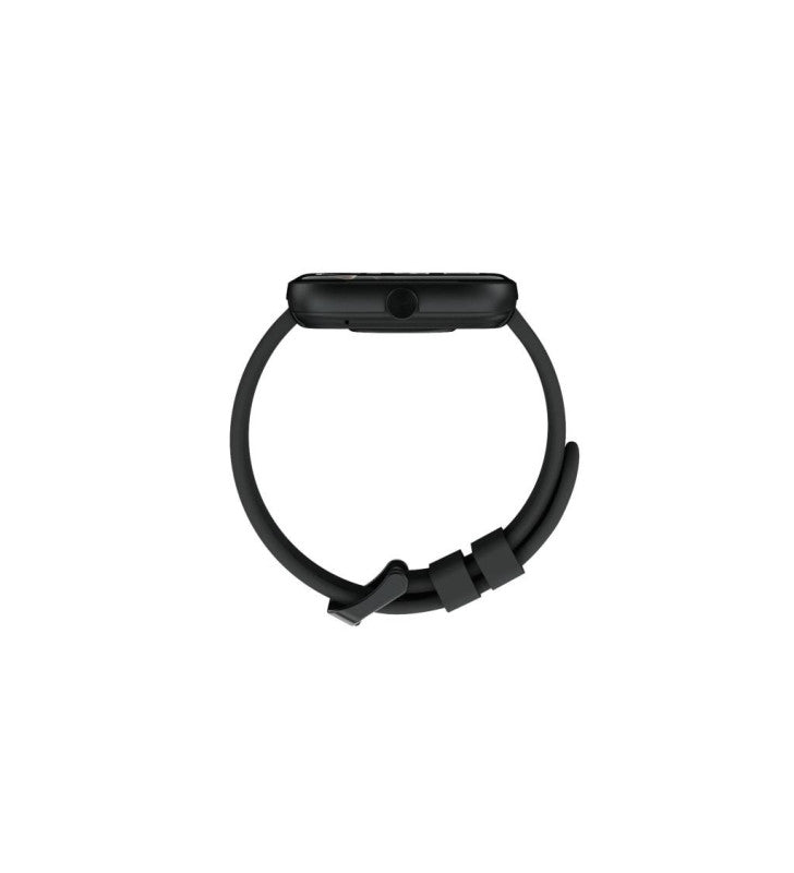 HiFuture Lume Smart Watch in black shown from the side with the strap buckled in a loop