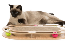 Scratching cardboard with wooden frame for cats, durable and eco-friendly – available at Keans Claremorris.