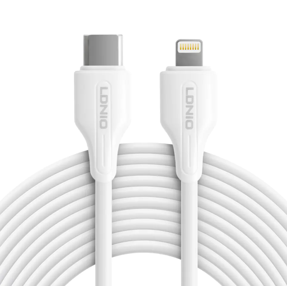 LD 30W Type-C to Lightning Cable 1M for fast charging, durable design - available at Keans Claremorris