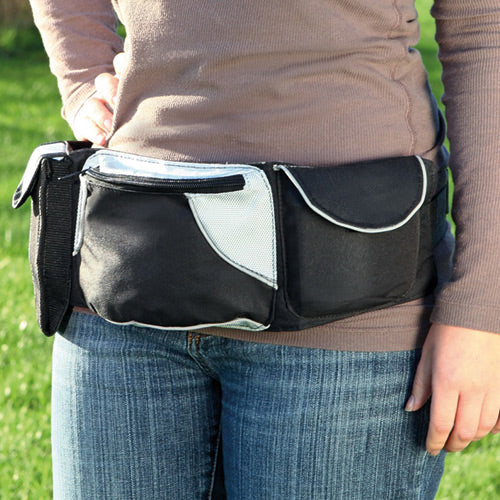Hip Bag Baggy Belted 62–125cm black/grey with pockets, Velcro, zipper, reflective piping, D-ring – Keans Claremorris