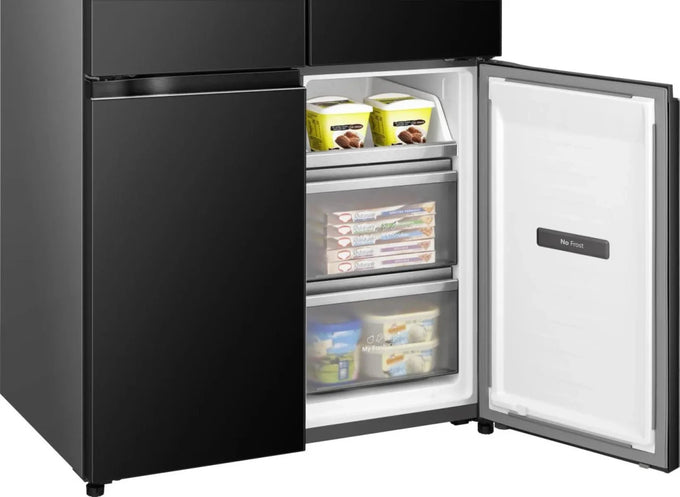 Hisense 4-Door Fridge Freezer 91.1cm Black Glass Ice & Water | RQ768N4GBE - Image 5