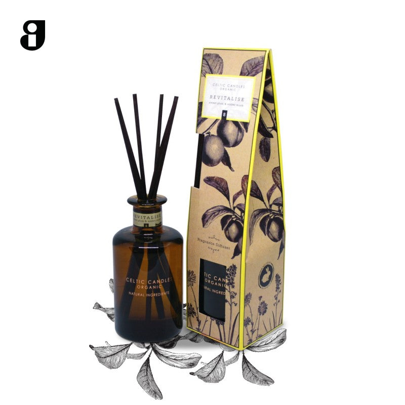 Celtic Apothecary Revitalise 200ml diffuser with sweet plum, amber, citrus & woody notes – uplifting fragrance by Keans