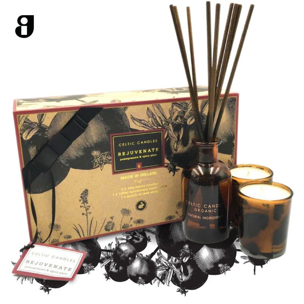 Celtic Rejuvenate-mini 100ML diffuser with 2 scented 10cl votive candles gift box by Keans Claremorris