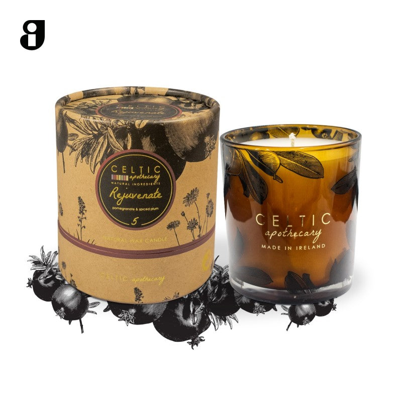 Celtic Rejuvenate Pomegranate & Spiced Plum aromapot tumbler, essential oils, 40-50 hour burn, Keans Claremorris.