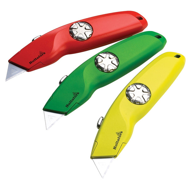 Hultafors Retractable Hi-Vis Utility Knife with ergonomic design, blade storage, safety screw, 3 colors – Keans Claremorris