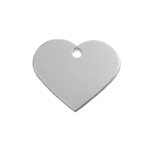 Silver heart-shaped pet ID tag, double-sided engraving for name and number, sturdy metal – Keans Claremorris.