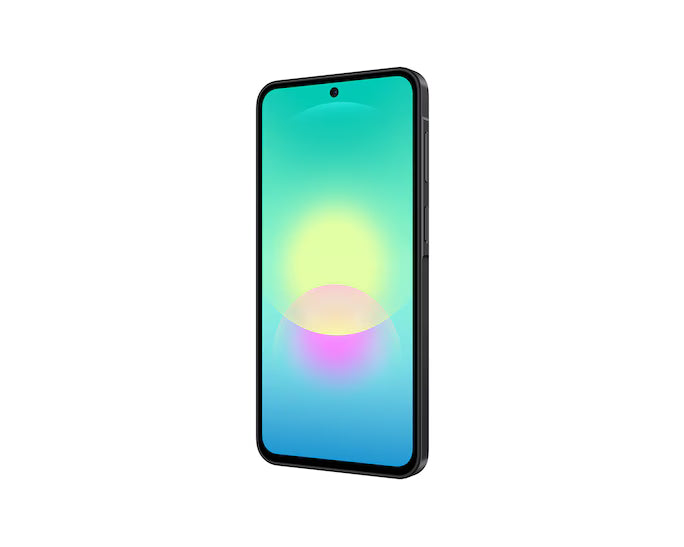 Samsung Galaxy A27 5G in black, angled front view showing screen with centered punch-hole camera