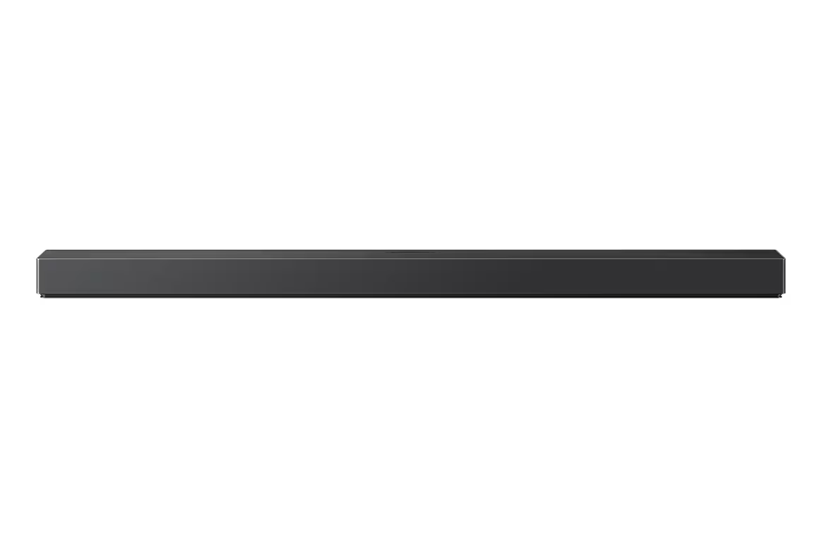 Samsung Q-Series 7.1.2 channel black soundbar HW-QS90H shown from front on white background