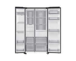 Samsung American Fridge Freezer | Plumbed AI Series 6 SBS  | Black Steel RS70F64KEFEU