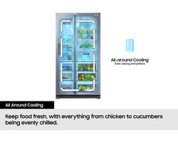 Samsung American Fridge Freezer | Plumbed AI Series 6 SBS  | Stainless Steel RS70F64KETEU