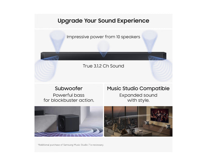 Samsung Q600H 3.1.2ch Q-Series Soundbar with Subwoofer| HW-Q600H/XU - Image 2
