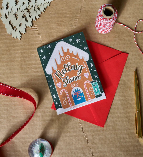 Gingerbread House Card (Gold Foil)