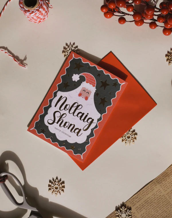 Santa Card (Gold Foil)