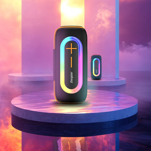 Energizer BTS206 Bluetooth Speaker Black 20W, 2400mAh, IPX6 waterproof, LED lights – available at Kean’s Claremorris –