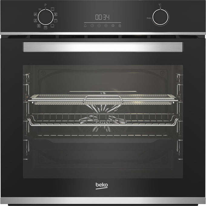 Beko 60cm Multifunction Pyro Single Oven with AirFry and AeroPerfect™ technology, touch LED, sold at Kean’s Claremorris. –