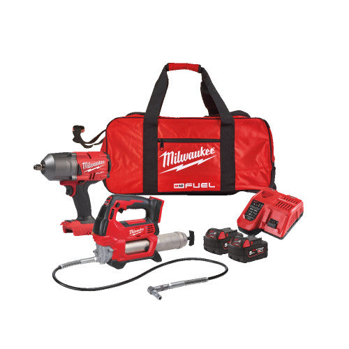 Milwaukee M18 High Torque Impact Wrench & Grease Gun Kit with 4-Mode Drive Control, LED light – Keans Claremorris